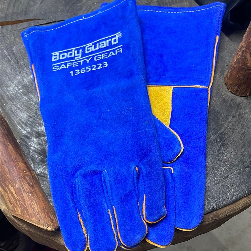 Blue and Yellow Industrial Gloves with Reinforced Grip